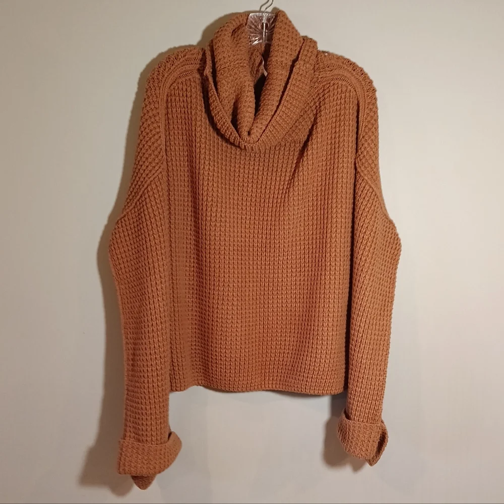 Free People Park City Waffle Knit Pullover Brown Size M
